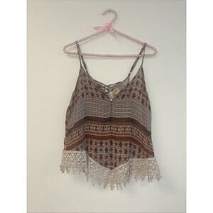 Y2K Passport Women’s Smocked Tank Camisole Sz Lg Cottage Boho‎ Indie Folk Aztec